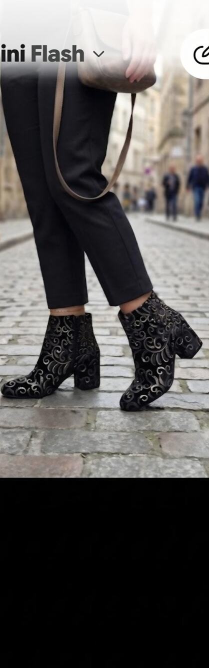 NEW ALDO Women’s Black/Gold Velvet Floral Embroidered Sequin Ankle Bootie 8.5
